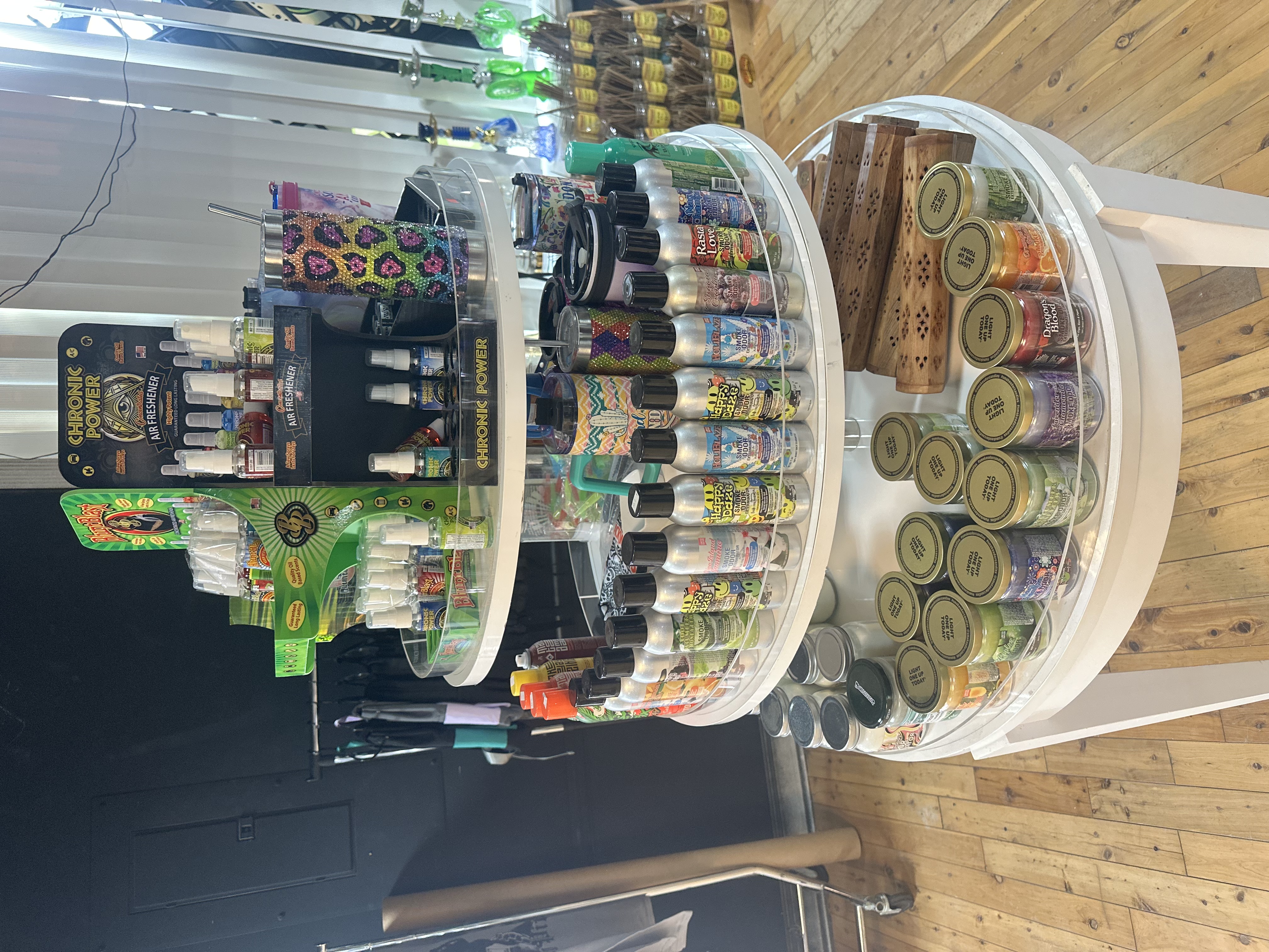 Smoke odor eliminator and air freshener display