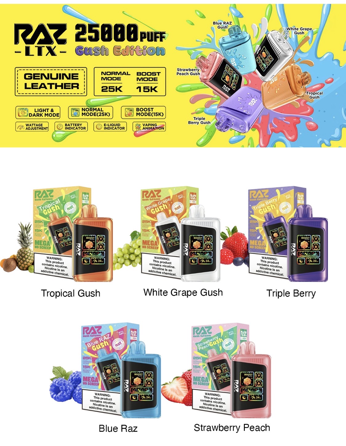 RAZ DC25000 disposable vape flavors